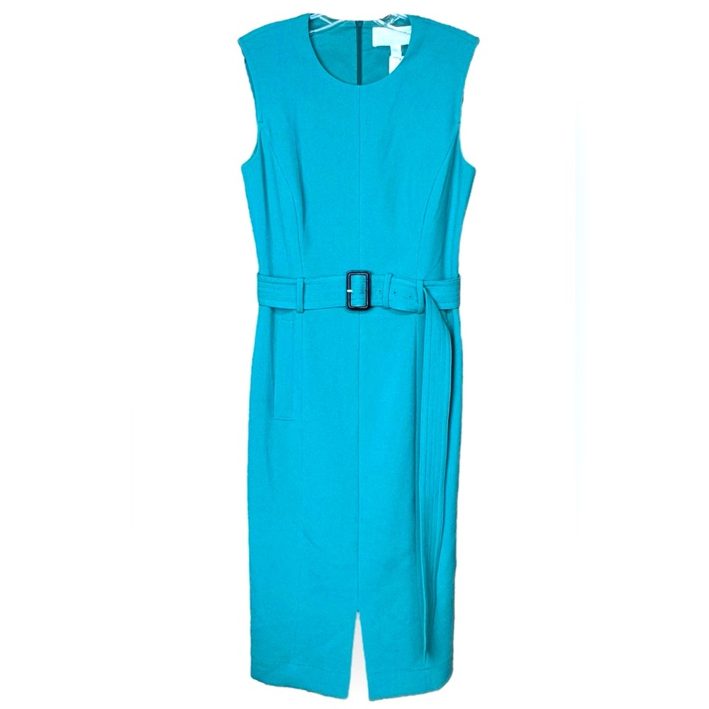 New w/tags - BOSS Dadoria Belted Turquoise Sleeveless Tailored Dress Size 4